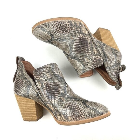 Jeffrey Campbell Rosalee Ankle Boot 7 Snake Skin Leather Python Slip On Bootie - Picture 10 of 10